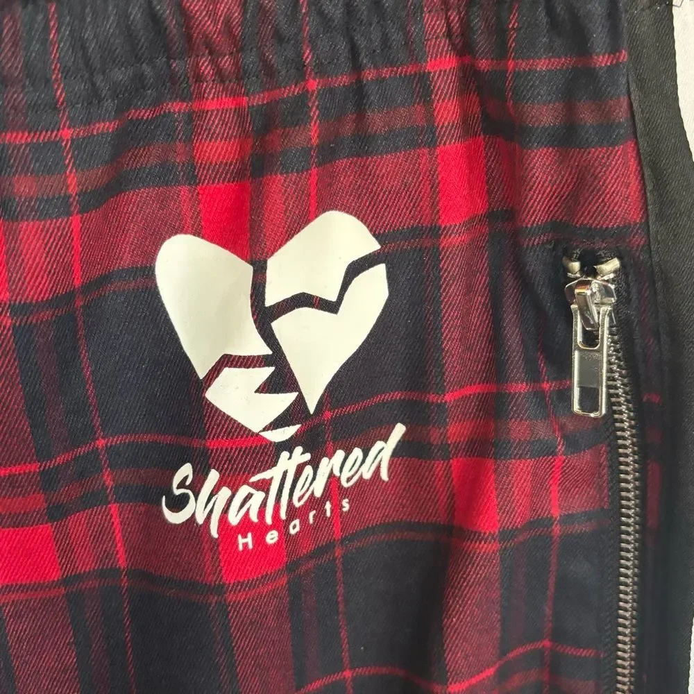 Men’s Boutique Shattered Hearts Plaid Pants Streetwear Emo Grunge Goth